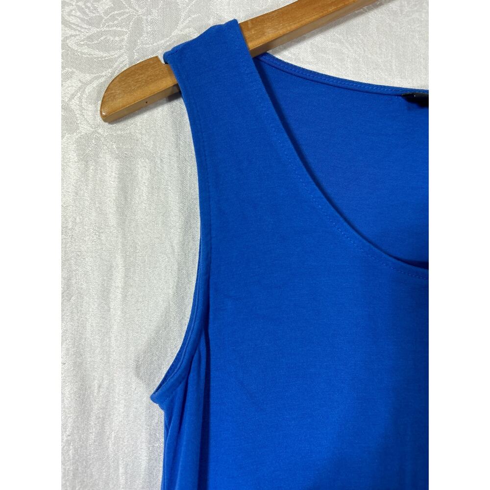 J Jill Wearever Tank Dress XS Blue Midi Maxi Ruffle Stretch Travel Jersey - Picture 3 of 9